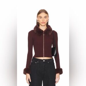 Elegant Maroon Fur-Trimmed Women's Jacket